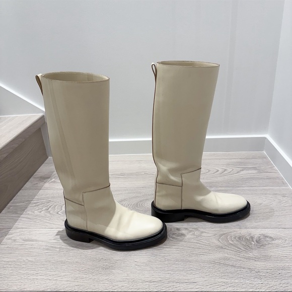 Jil Sander Off-White Below The Knee Riding Boots Size 37 - Lightly Worn - Picture 1 of 16